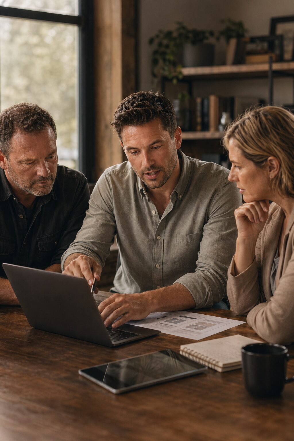 South Australian business team reviewing AI opportunities during an on-site session